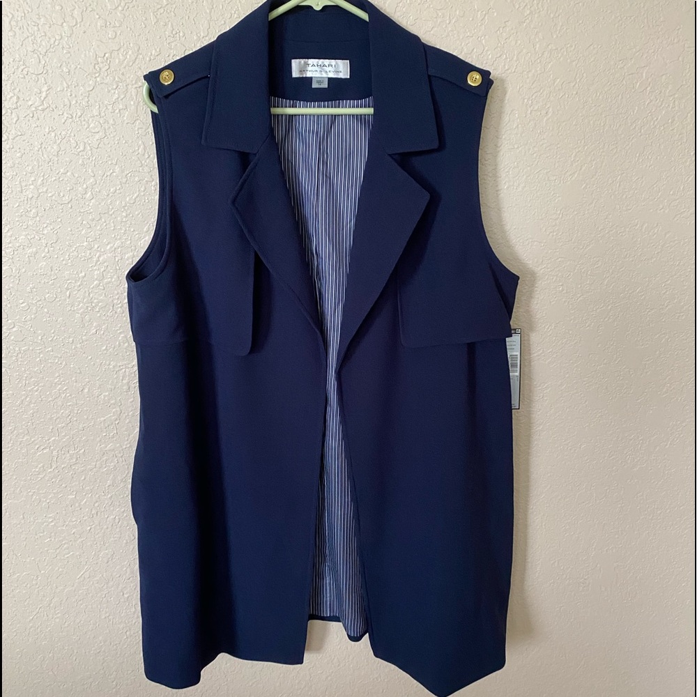 Tahari Navy Vest